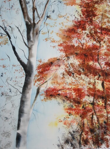 Peinture intitulée "2016-verticales-2-c…" par Aquarelles D'Ô, Œuvre d'art originale, Aquarelle
