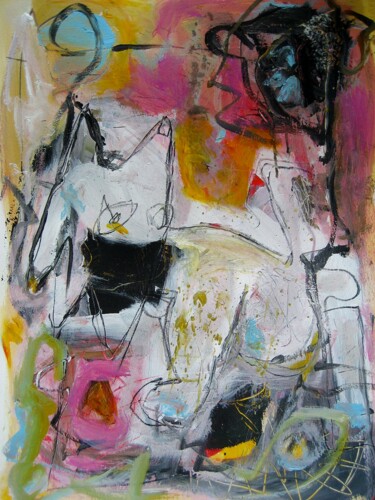Painting titled "sur mon dada" by Dominique Mille, Original Artwork, Acrylic