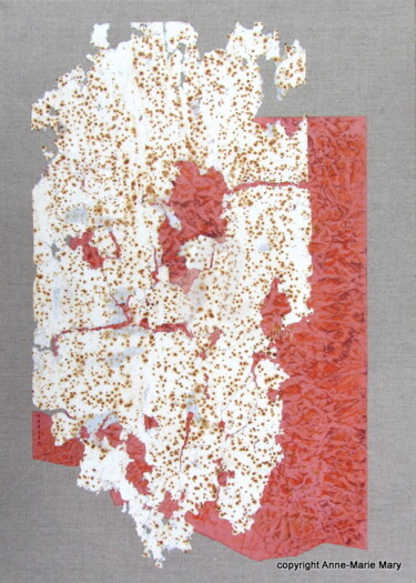 Peinture intitulée "MT n°43 Palimpseste…" par Anne-Marie Mary, Œuvre d'art originale, Collages Monté sur Châssis en bois