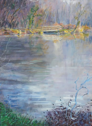 Peinture intitulée "Le petit pont" par Michel Adam, Œuvre d'art originale, Acrylique