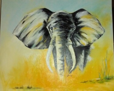Peinture intitulée "Elephant." par Jocelyne Busnot, Œuvre d'art originale, Huile
