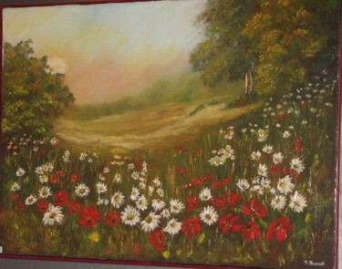 Peinture intitulée "Paysage" par Jocelyne Busnot, Œuvre d'art originale, Huile