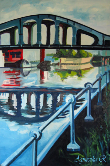 Peinture intitulée "Pont Vierendeel de…" par Agnieszka Rozek, Œuvre d'art originale, Huile