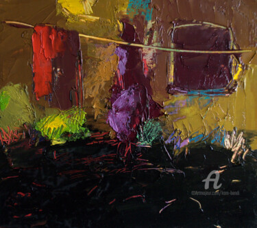 Peinture intitulée "Volet clos" par Kam Bendi, Œuvre d'art originale, Huile