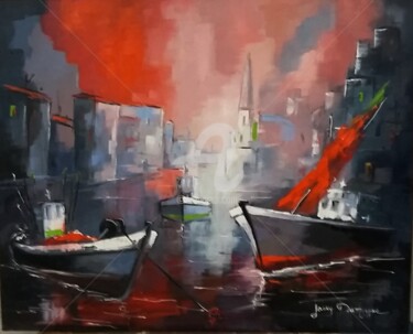 Peinture intitulée "Au mouillage un soi…" par Jacky Dumergue, Œuvre d'art originale