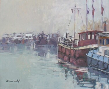 Peinture intitulée "Port de plaisance s…" par Christian Arnould, Œuvre d'art originale, Huile
