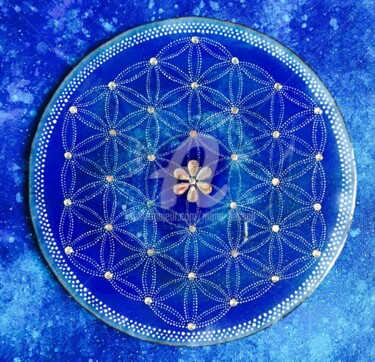 Malerei mit dem Titel "Fleur de vie 2" von Mona Bessaa, Original-Kunstwerk, Emaille