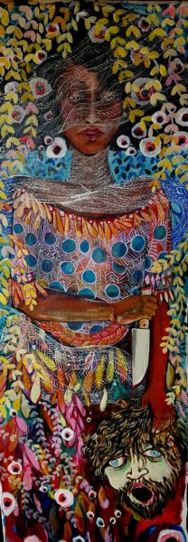 Painting titled "Judith beheads Holo…" by Rochele Royster, Original Artwork, Acrylic