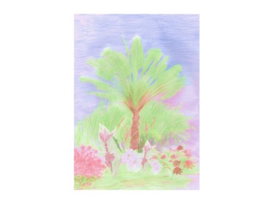 Dessin intitulée "jardin.jpg" par Nadia Mardiguian, Œuvre d'art originale, Crayon