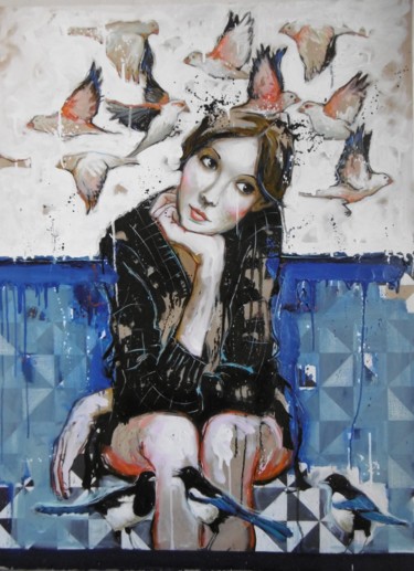 Peinture intitulée "des phares pareils…" par Catherine Cornec, Œuvre d'art originale, Huile