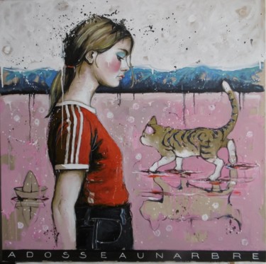 Peinture intitulée "adossé à un arbre" par Catherine Cornec, Œuvre d'art originale, Huile