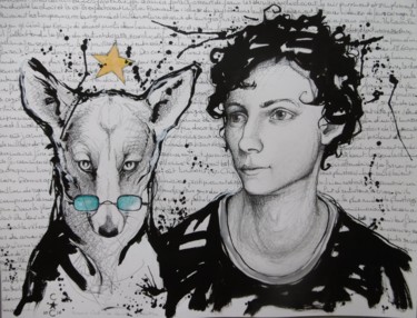 Peinture intitulée "tête" par Catherine Cornec, Œuvre d'art originale, Encre