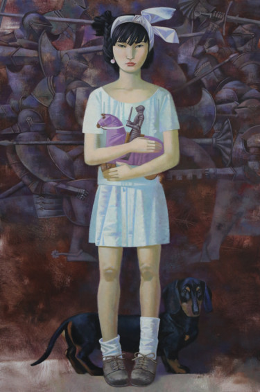 Painting titled "Daughter of Samurai" by Andrey Simakov, Original Artwork, Oil