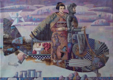 Painting titled "Return of knight" by Andrey Simakov, Original Artwork, Oil