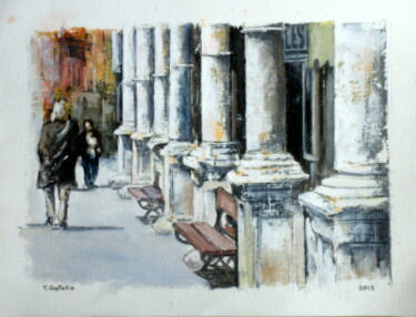 Plaza del trigo- Aranda de Duero Peinture intitulée "Plaza del trigo- Ar…" par Tomás Castaño, Œuvre d'art originale, Huile