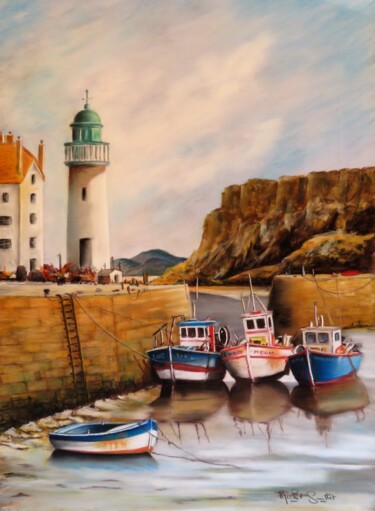 Dessin intitulée "Marée basse" par Michel Guillet, Œuvre d'art originale, Pastel
