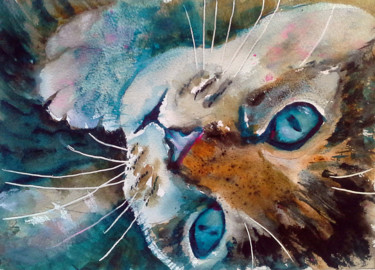 Картина под названием "pussycat.jpg" - Agnes Mclaughlin, Подлинное произведение искусства