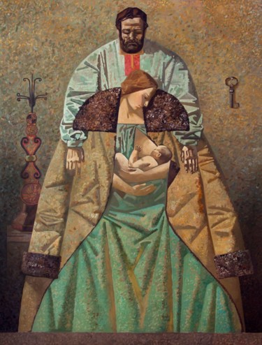 Painting titled "Family" by Andrey Simakov, Original Artwork, Oil