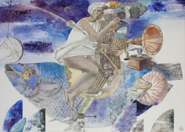 Painting titled "Night walk" by Andrey Simakov, Original Artwork, Watercolor