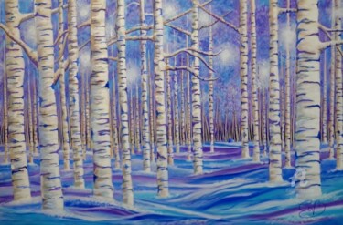 Peinture intitulée "Forêt d'ailleurs 2" par Virginie Etignard, Œuvre d'art originale, Acrylique