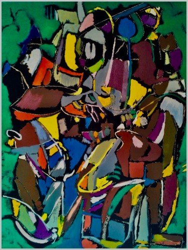 Peinture intitulée "Green Style" par Patrice Preveirault, Œuvre d'art originale, Gouache