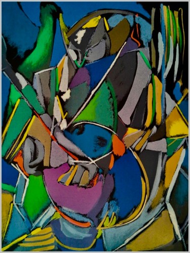 Peinture intitulée "Blue Style" par Patrice Preveirault, Œuvre d'art originale, Gouache
