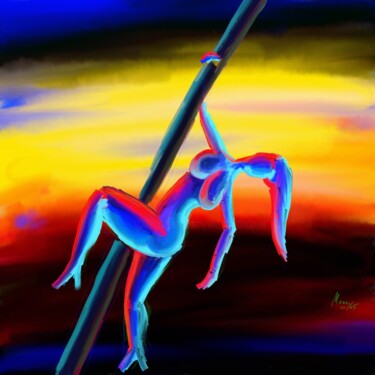 Digitale Kunst mit dem Titel "Tänzerin im Abendrot" von Manfred Hoppe, Original-Kunstwerk, Digitale Malerei