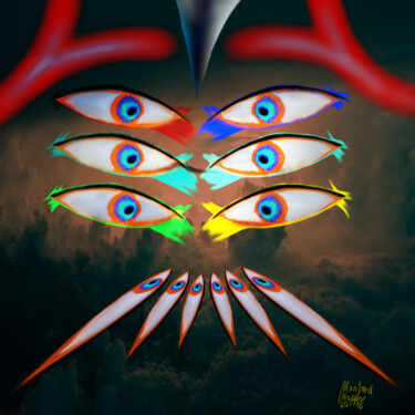 Digitale Kunst mit dem Titel "Zwölf Auge" von Manfred Hoppe, Original-Kunstwerk, Digitale Malerei