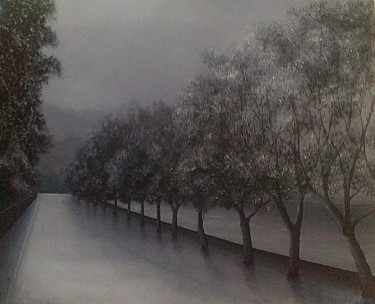 bord de l'etang après l'orage-1.jpg Peinture intitulée "bord de l'etang apr…" par Christian Salaun, Œuvre d'art originale, Huile