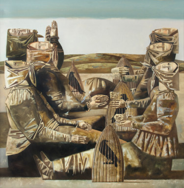 Painting titled "Guessing on flight…" by Andrey Simakov, Original Artwork, Oil