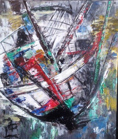 Peinture intitulée "Bateau échoué" par Yves Perrotte, Œuvre d'art originale, Acrylique