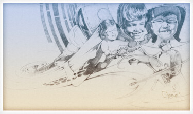 Dessin intitulée "Nicolas 3 Ans" par Pascal Chanier, Œuvre d'art originale, Conté