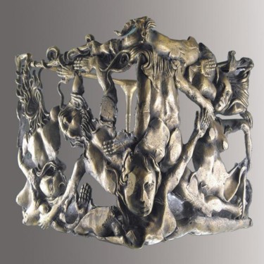 Sculpture intitulée "Cube (pièce unique)" par Sak, Œuvre d'art originale