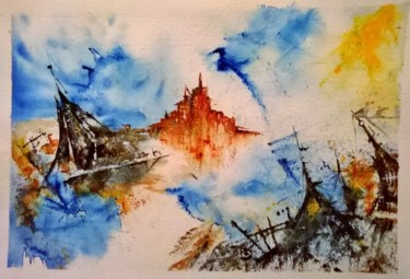 Comme un seul homme - Pièce unique Malerei mit dem Titel "Comme un seul homme…" von Isabelle Mathis, Original-Kunstwerk, Aquarell