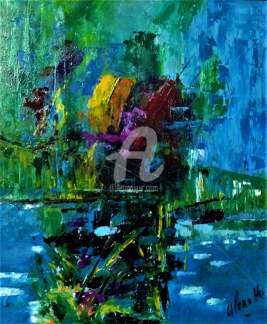 Peinture intitulée "Reflet d'eau" par Yves Perrotte, Œuvre d'art originale, Huile