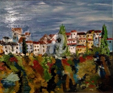 Peinture intitulée "Village" par Yves Perrotte, Œuvre d'art originale, Huile