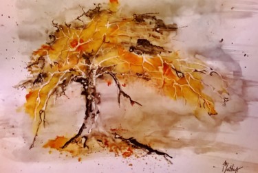 Peinture intitulée "L'Ancêtre - Pièce u…" par Isabelle Mathis, Œuvre d'art originale, Aquarelle