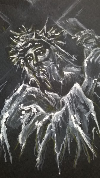 Chemin de Croix - Pièce unique Malerei mit dem Titel "Chemin de Croix - P…" von Isabelle Mathis, Original-Kunstwerk, Gouache
