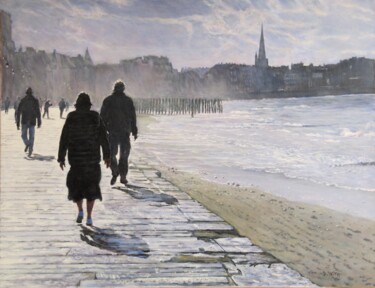 Peinture intitulée "Promenade-sur-la-di…" par Brigitte With, Œuvre d'art originale, Huile