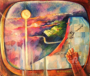 Malerei mit dem Titel "5500 meter" von Slobodan Spasojevic (Spaki), Original-Kunstwerk, Öl