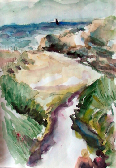 Peinture intitulée "Dunes 02" par Gabriëlla Cleuren, Œuvre d'art originale, Aquarelle