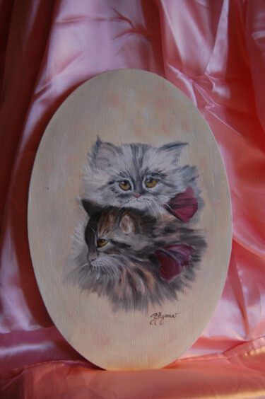 chatons persans "deux frères" - huile sur toile signée 绘画 标题为“chatons persans "de…” 由Patricia Giroldini Hyvernat, 原创艺术品, 油