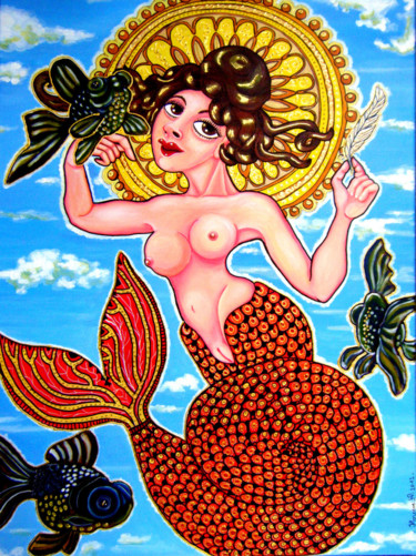 Sirène Céleste 绘画 标题为“Sirène Céleste” 由Florence H, 原创艺术品, 丙烯