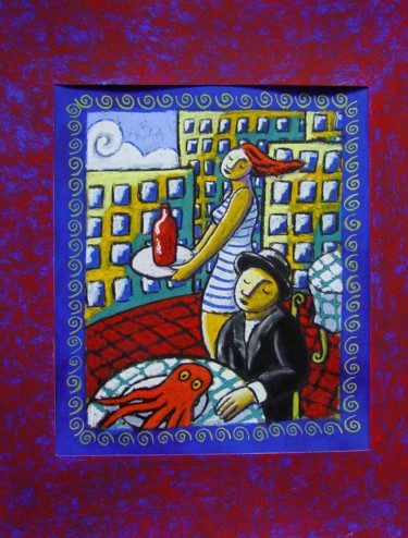 绘画 标题为“Quick Lunch” 由Jacques Tange, 原创艺术品, 水粉