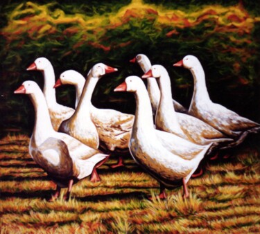 绘画 标题为“Danish goose farm” 由Dan Civa, 原创艺术品, 丙烯