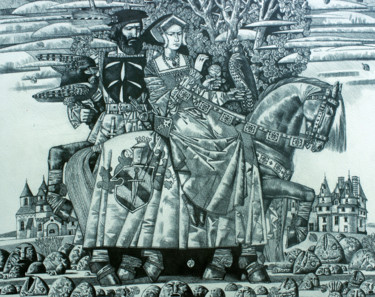 Drawing titled "In river estuary" by Andrey Simakov, Original Artwork, Ink