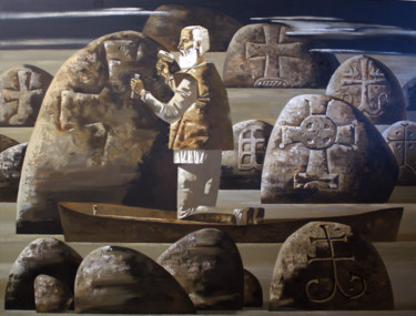 Painting titled "Stones" by Andrey Simakov, Original Artwork, Oil
