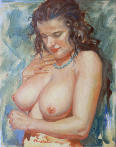 绘画 标题为“Oil painting  girl…” 由Hongtao Huang, 原创艺术品, 油