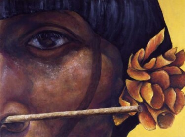 Peinture intitulée "THE LISTENER" par Joe Johnson, Œuvre d'art originale