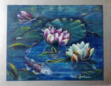 Painting titled "Nénuphars" by Marie Landreau, Original Artwork